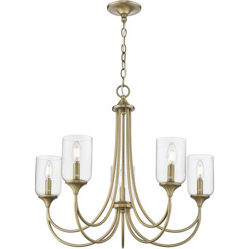 Waddingham 5 Light 27 inch Vintage Brass Chandelier Ceiling Light
